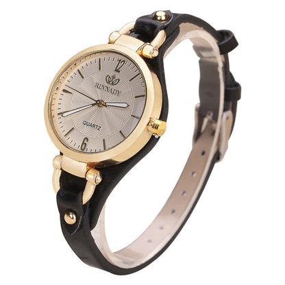 Quartz Watch Ladies Leather Fine Strap Solid Color Fashion Women&#039;s Gift Watch Women