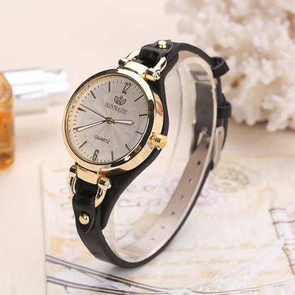 Quartz Watch Ladies Leather Fine Strap Solid Color Fashion Women&#039;s Gift Watch Women