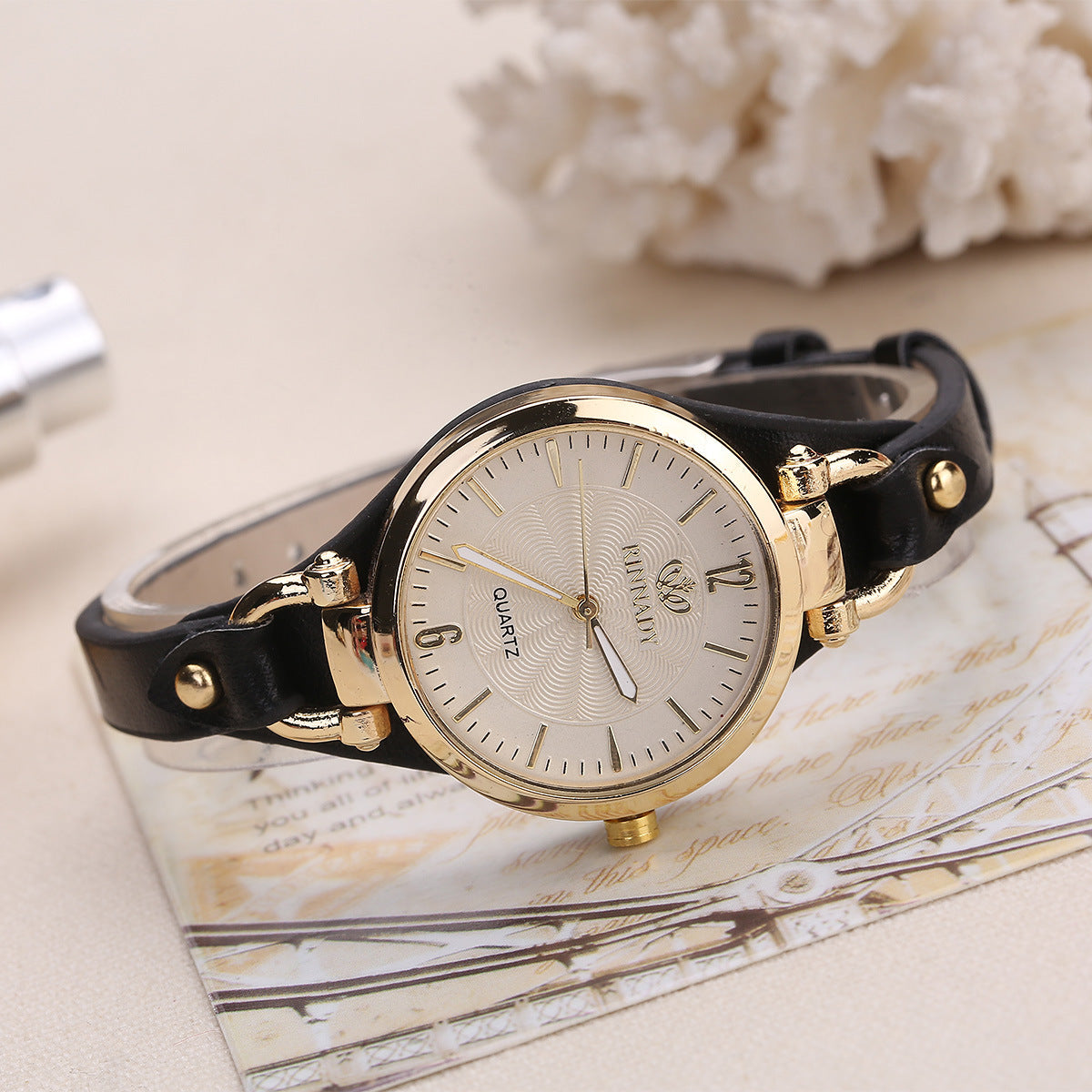 Quartz Watch Ladies Leather Fine Strap Solid Color Fashion Women&#039;s Gift Watch Women