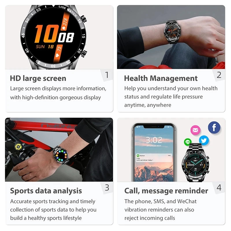 LIGE 2021 New Men Smart Watch Bluetooth Call Watch IP67 Waterproof Sports Fitness Watch For Android IOS Smart Watch 2021 + Box|Smart Watches|   - AliExpress