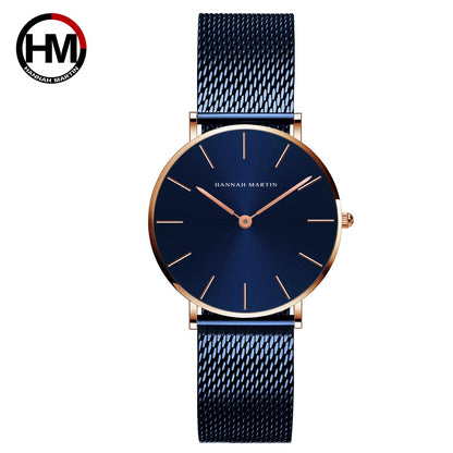 36mm Steel Chain Waterproof Watch Light Luxury Niche Nordic Minimalist Style Steel Mesh Belt Slim Ladies Watch