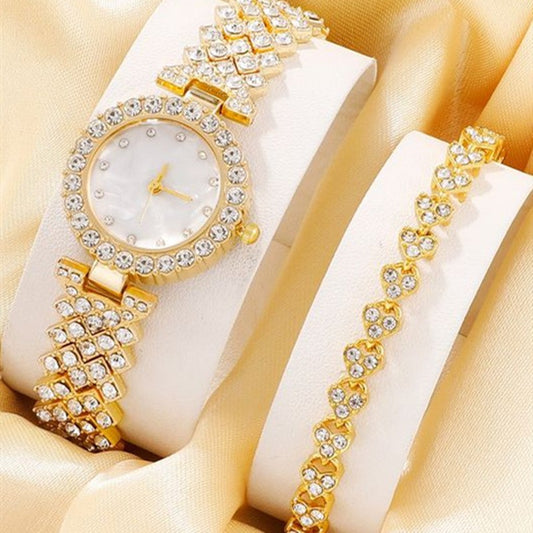 New Ladies Diamond Watch Jewelry Set Explosions Heart-shaped Jewelry Women Rhinestone Gift