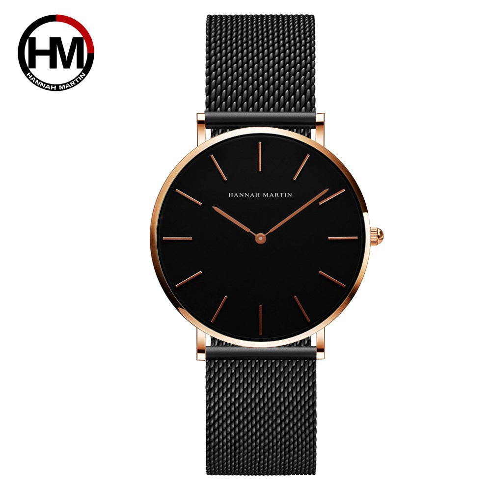 36mm Steel Chain Waterproof Watch Light Luxury Niche Nordic Minimalist Style Steel Mesh Belt Slim Ladies Watch