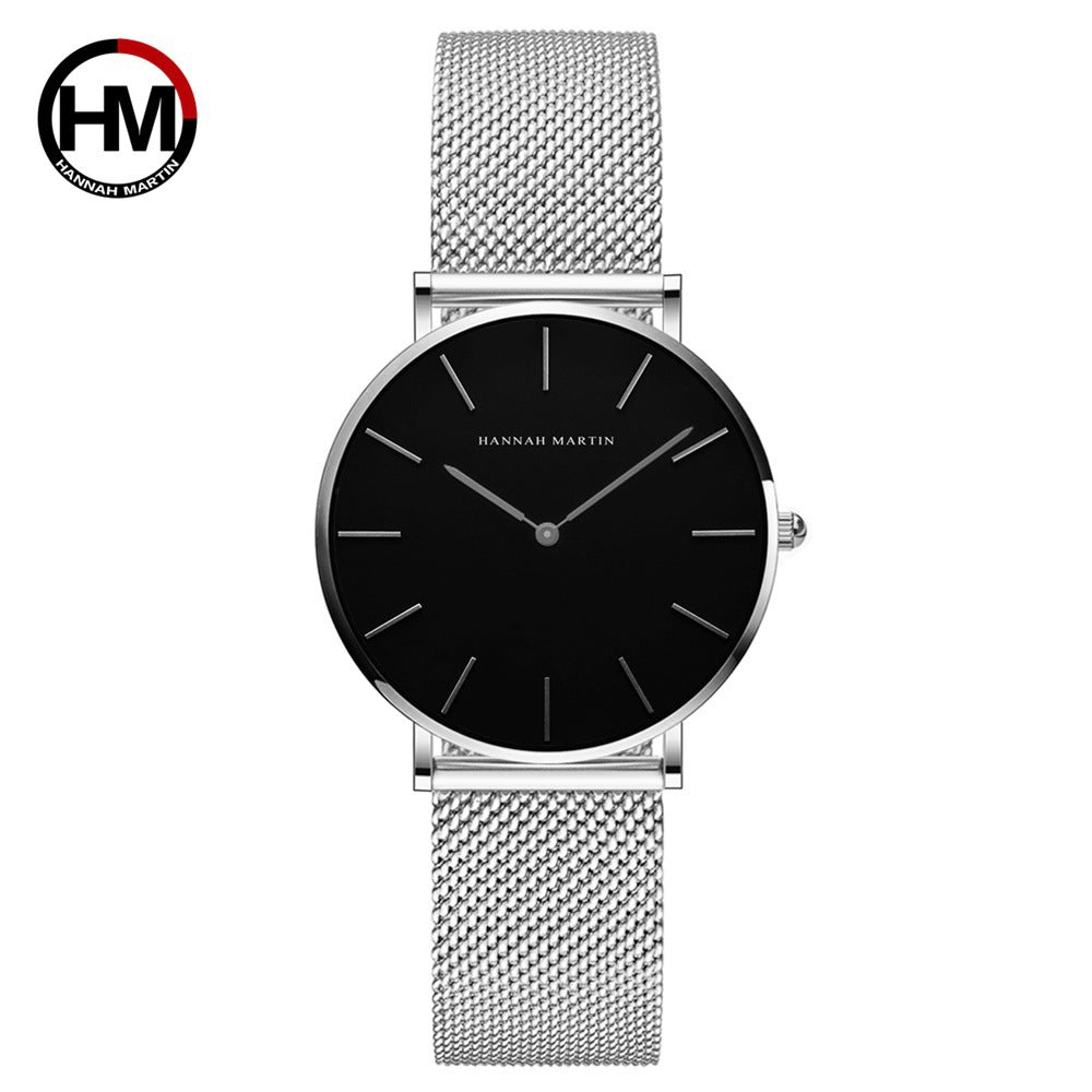 36mm Steel Chain Waterproof Watch Light Luxury Niche Nordic Minimalist Style Steel Mesh Belt Slim Ladies Watch