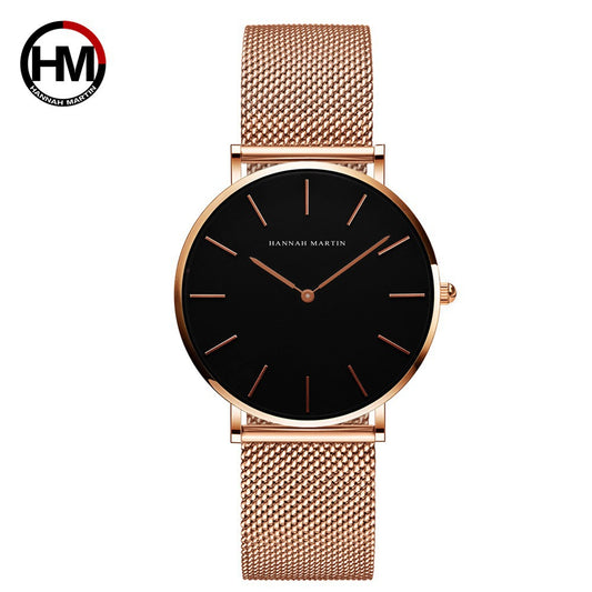 36mm Steel Chain Waterproof Watch Light Luxury Niche Nordic Minimalist Style Steel Mesh Belt Slim Ladies Watch