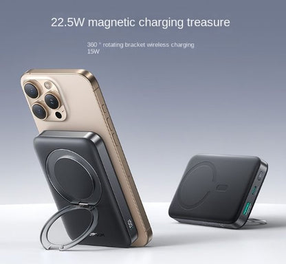 Machine Hall 22.5W Multi-port Fast Charging Magnetic Wireless Charging Treasure 10000 MA With Ring Bracket Mobile Power Supply